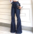 Europe and the United States Trade hot high-waisted and buttock strap Bell-bottom wide-leg jeans women