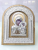 A plastic three-dimensional image of a religious image framed by a doorpost of the Russian Orthodox Church