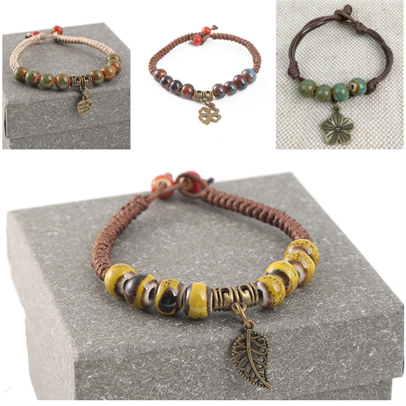 陶瓷手链民族风编织礼品批发赠品编织手链旅游景区