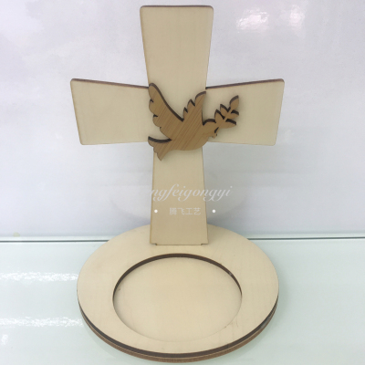 Religious crafts density board cross scented candles placed in the base