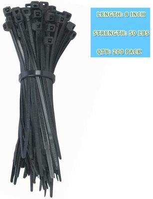Zip tie PA66 NYLON Black cable tie 8 inches approx. 20.3 CM 50 LBS. Tensile strength Black