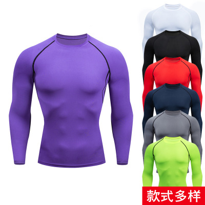 Men's Fitness Sport tight long sleeve Quick Dry Stretch running T-shirt COMPRESSION Riding Base