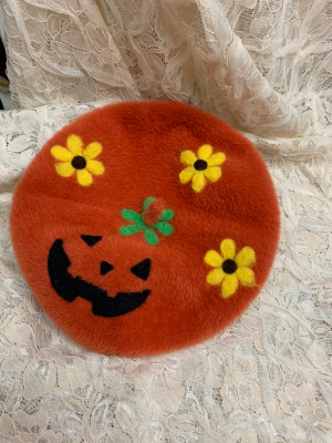 Qiushuo Original Design Japanese Harajuku Handmade Sheep Felt Flower Beret Autumn and Winter Handmade Painter Hat