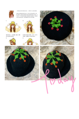 Qiushuo Original Design Japanese Harajuku Handmade Wool Felt Fruit Beret Autumn and Winter Handmade Painter Hat