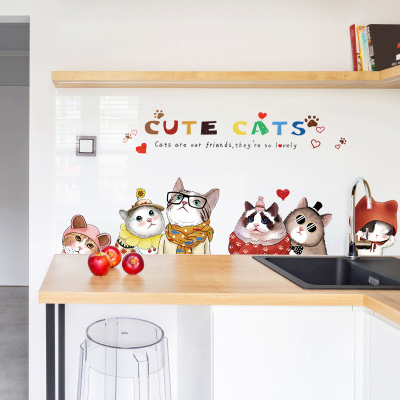 Wall stickers manufacturers wholesale new adorable cat series cartoon combination can remove waterproof Wall stickers