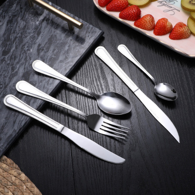 Wholesale Factory Direct thicken Western Food set of four-piece Steakhouse knife, fork and Spoon Hotel Supplies Household Children's Soup spoon