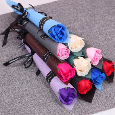 Wholesale New Rose Single Bright Model Soap Flower Festival Opening Activity Street Sweeping Promotion Valentine's Day Gift