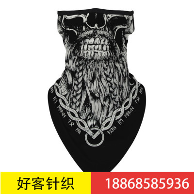 Skull digital printing dust and sun block outdoor cycling triangular towel mask multi-functional neck scarf