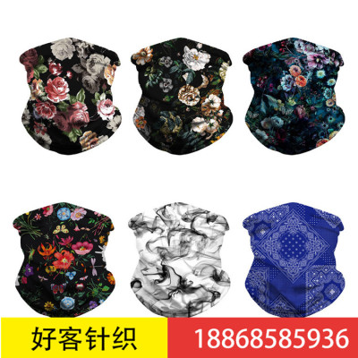 Popular flower digital print couples hat headscarf versatile neck scarf riding dust mask direct sales