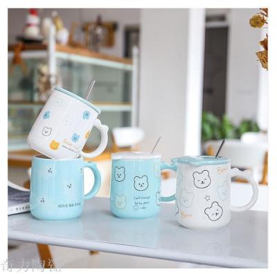 Weig Korean cartoon bear ceramic cup small fresh artistic creative mug male student lovers water cup