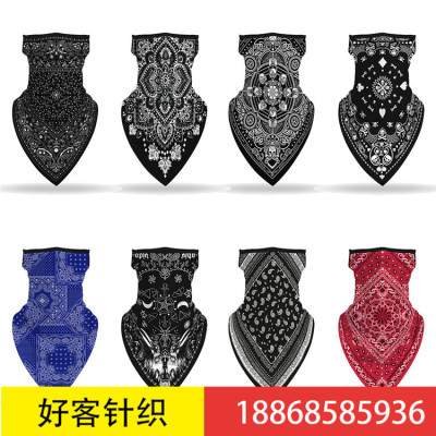 Ear-type mask Multi-function triangle towel printing mask Outdoor riding windproof fishing sunscreen mask