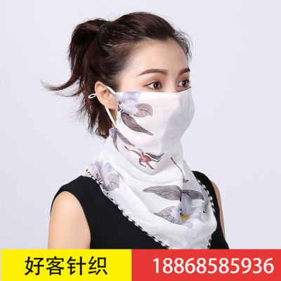 outdoor cycling masks wholesale fashion printed women's neck protection sunscreen silk scarves driving sunshade scarf