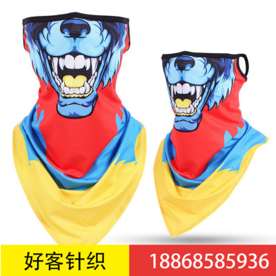 Animal series hanging ear triangle towel mesh breathable mask outdoor riding windproof fishing sunscreen neck wrap