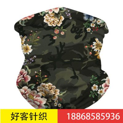 Cross-boundary flower Print headscarf for men and women to protect cycling neck scarf from sun and dust