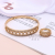 Korean Version of the Simple Silver Rose Golden & Three Colors Rhinestone wei xiang Hollow Mori Internet Influencer Lady Bracelet Ring Set