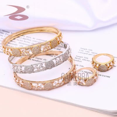 Trendy Ins Style Special-Interest Design Bracelet 520 Birthday Gift for Girlfriend Half Zircon Bracelet & Ring Set