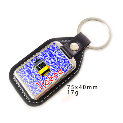 New Portuguese luxury metal leather Key chain custom Lisbon Tram Rooster Tourist gift