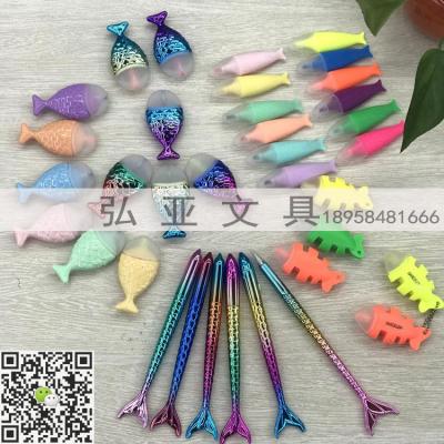 All kinds of mermaid fluorescent pens UV plated super bright rainbow colored fluorescent pens creative gift pens