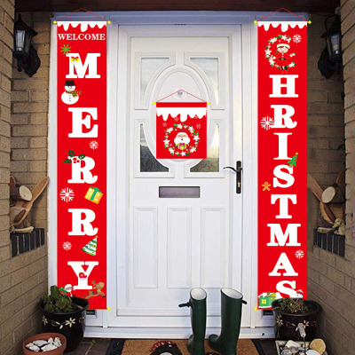 Manufacturers direct amazon popular hot style Christmas door curtain decoration Christmas door hanging pictures