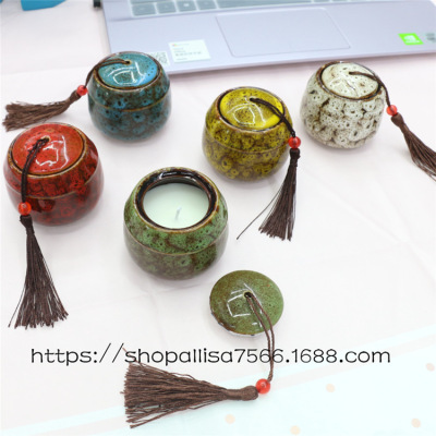 Cultural Creative Ceramic Pot Aromatherapy Candle Pure Plant Handmade Hand Pieces Tea Fragrance Bedroom Fragrance