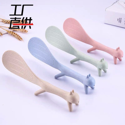 Factory Direct Sales Creative Small Straw Meal Spoon Environmental Protection Stand-Able Non-Stick Spoon Rice Spoon Meal Spoon Household Children Cartoon Meal Spoon