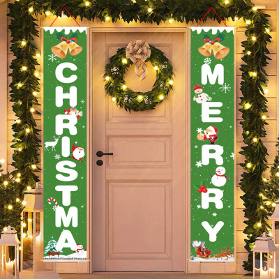 Cross border Christmas decorations door curtain red black lattice door hanging couplets Christmas scene layout can be customized