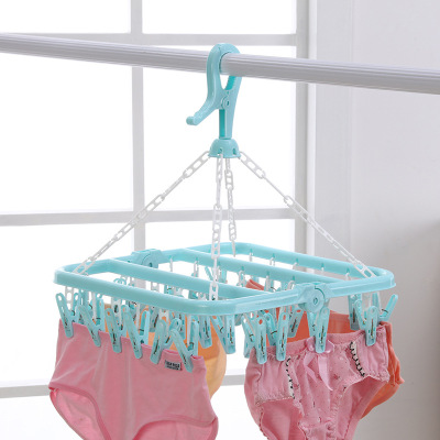 Manufacturers direct Plastic Square multi clip Hangers drying socks underwear folding air drying clothes wholesale