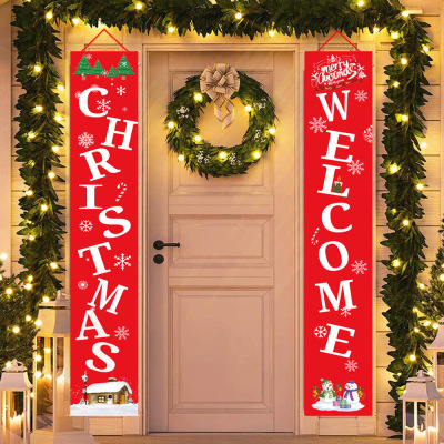 Cross - border hot style Christmas couplet festival decorative door curtain Christmas banner outdoor door flag support to map customized