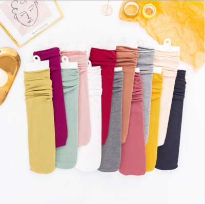 Children pile socks plain color joker straight tube heel-less cotton socks with loose rims for big children socks