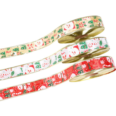 New 10 m Santa Claus Snowman Christmas ribbon Christmas tree wreath decorated with Christmas ribbons