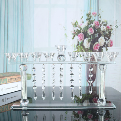 Wedding Crystal Candlestick Hanukkah Nine-Head Candle Holder Jewish Gift Islamic Ornaments