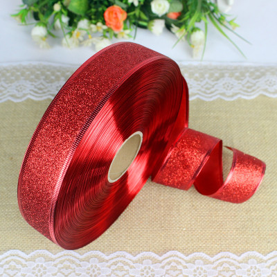 3.8cm 100 yards foreign trade full of pink border Red Christmas decorative ribbon