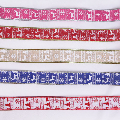 The new 10 m 5CM printed Christmas tree imitation hemp Christmas ribbon Christmas ribbon