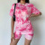 Hegel's New summer 2020 foreign trade women's fashion tie-dye loose and slim leisure T-shirt short suit