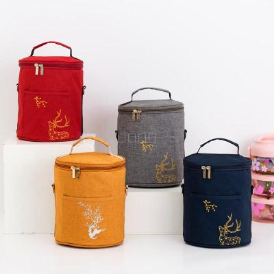 The new round heat preservation bag bucket lunch box and heat preservation bag will carry the bento bag hand in hand