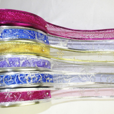 100 yards 2.5CM wide Transparent Dusted embossed Ribbon, Christmas decoration, home decoration garden ribbon