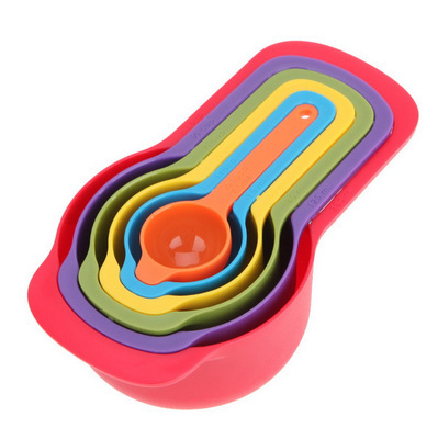 Manufacturer sells 6 pieces of plastic rainbow measuring spoon baking kit measuring spoon measuring cup set