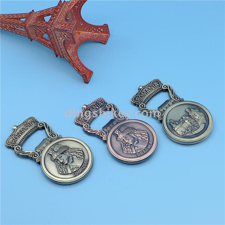 广东锌合金冰箱贴金属冰箱贴罗马尼亚图案带磁铁冰箱贴仿古电镀