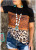 2020 Aliexpress Amazon fashion Personality Street Casual Print Mosaic Leopard Print T-shirt