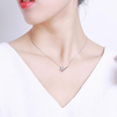 Butterfly Necklace for Women Trendy 925 Silver with Swarovski Elements Crystal Niche Brand Choker Simple