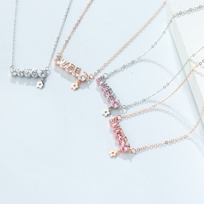 S925 Sterling Silver Korean Style Sweet Necklace Female Sweet Girl Simba Recommended Neck Wear English Choker