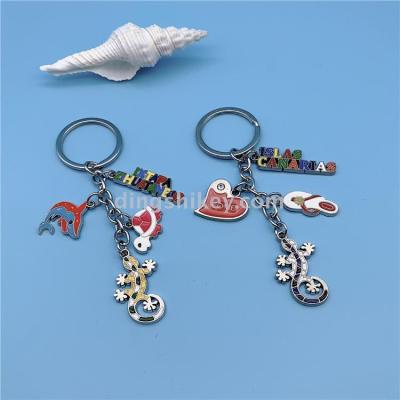 Guangdong Zinc Alloy Key Ring Small Pendant String Card Sea View Pattern Cute Animal Accessories