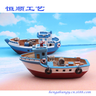 Mediterranean Resin Craft Ornament Ocean Series Tourist Souvenir Mediterranean Resin Boat Touch 18cm