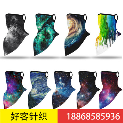 Amazon hot style starry digital printed dust mask neck mask riding ear mask triangle towel