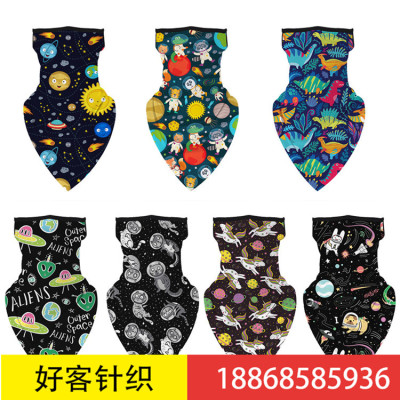 Star digital printing outdoor anti-insect and anti-mosquito children face mask towel manufacturers substitute hair