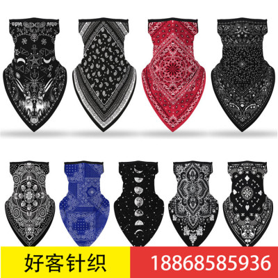 Popular ethnic style digital printed cycling earmuffs triangle towel sun protection dust men's and women's masks