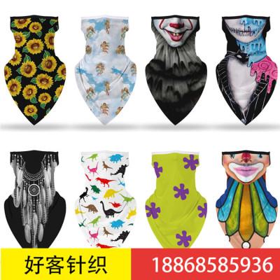 Amazon hot style digital printing big star outdoor cycling protection earmuffs triangle towel manufacturers direct