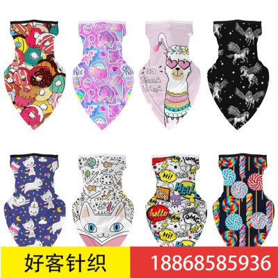 Popular cartoon digital printing outdoor children's masks triangular towel boys and girls