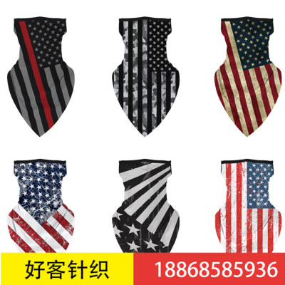 Hot style printed summer cycling sports dust and sun protection ear-hanging children's face mask triangular towel