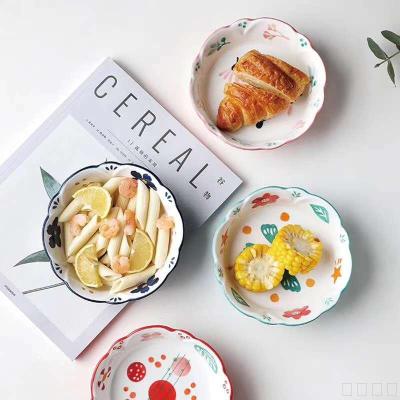 Hand-painted floral colour glazed fruit salad bowl.